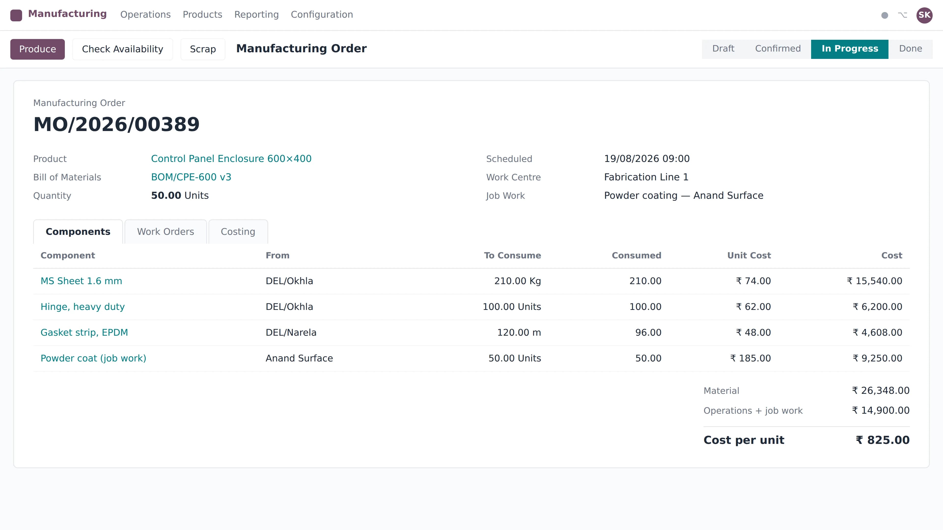 Odoo Manufacturing