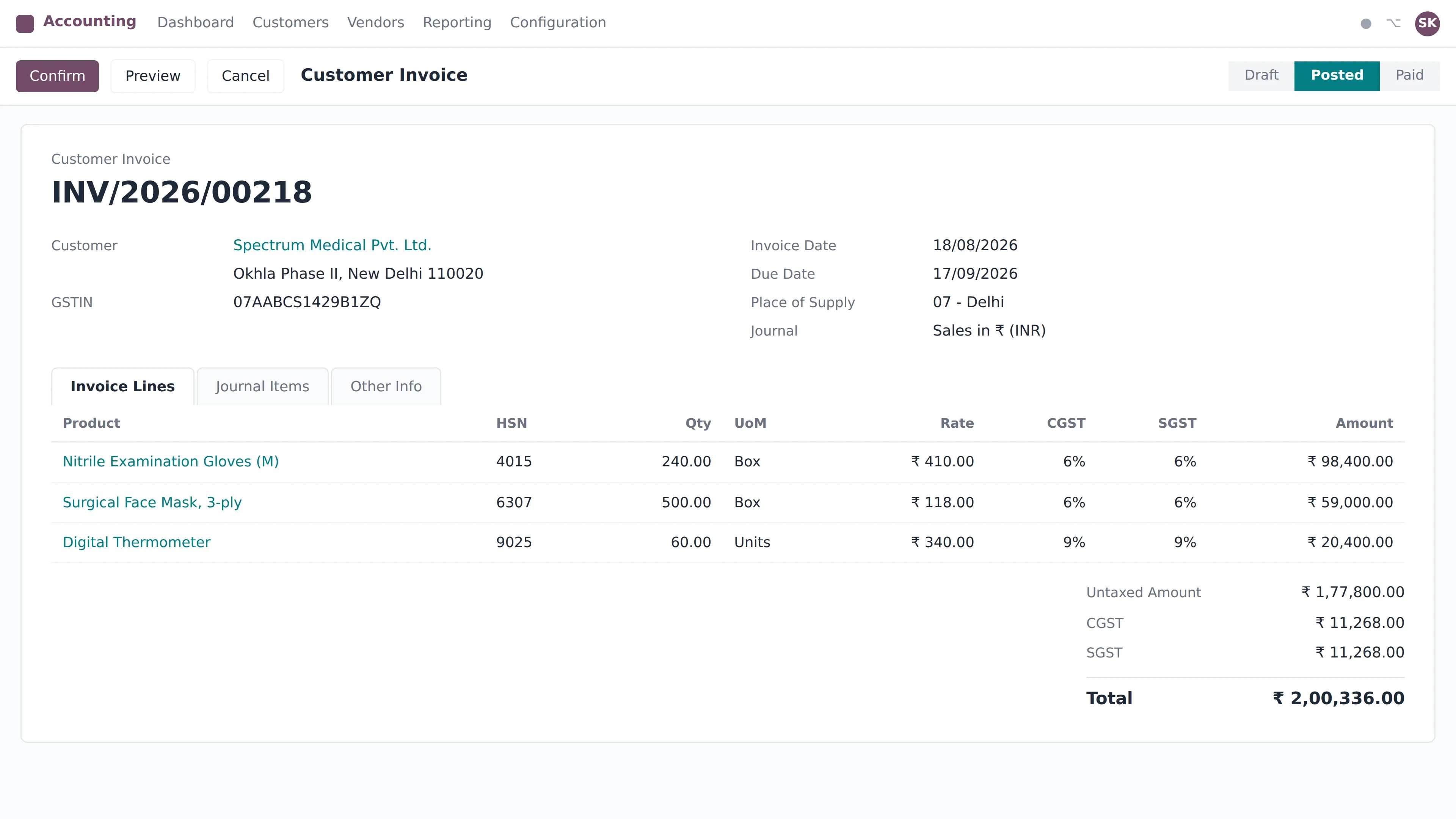 Odoo Accounting & GST