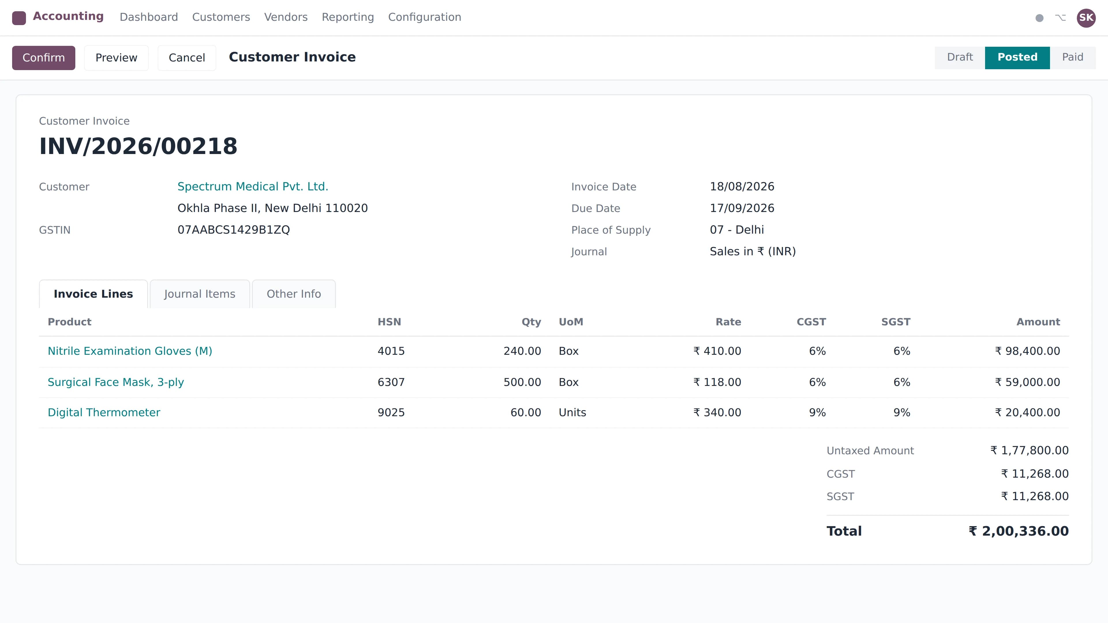 Odoo Accounting & GST