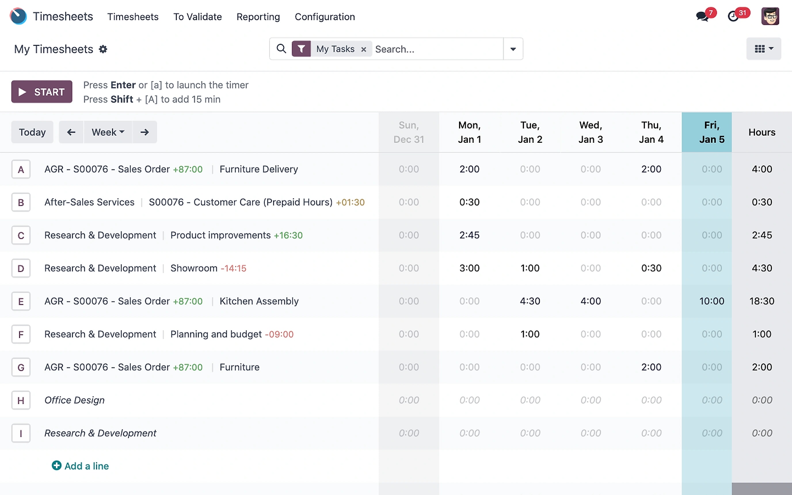 Odoo Timesheets