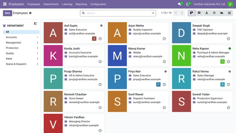 Odoo — Healthcare · Staff — screenshot of Odoo 19