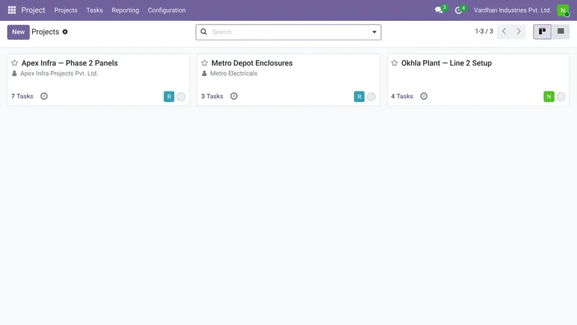 Odoo — Project · Projects — screenshot of Odoo 19